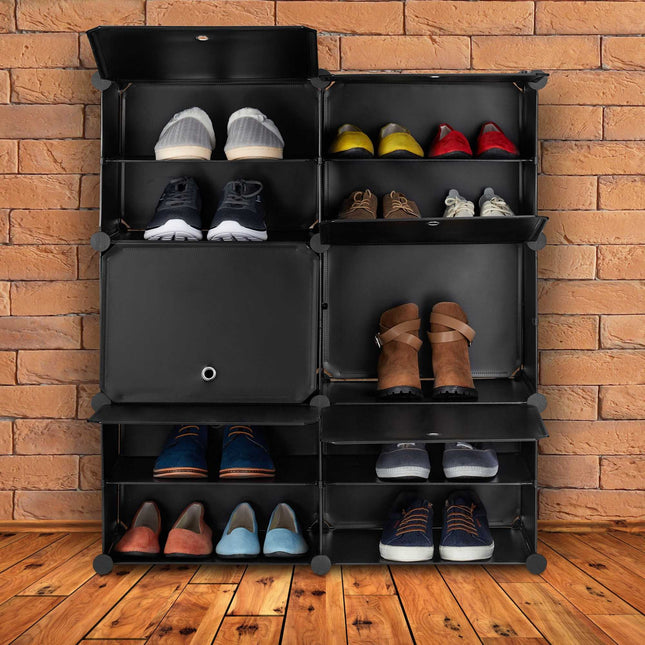 Meuble à chaussures noir avec 12 compartiments