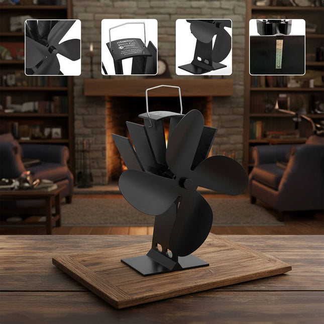 Ventilateur de poêle noir sans électricité