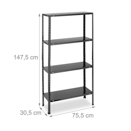 Schwarzes stabiles Regal mit 4 Ebenen