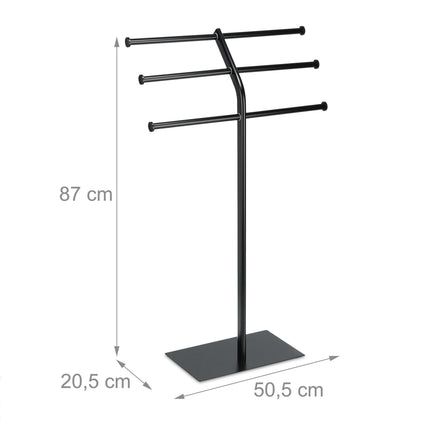 Porte-serviettes noir à 3 barres
