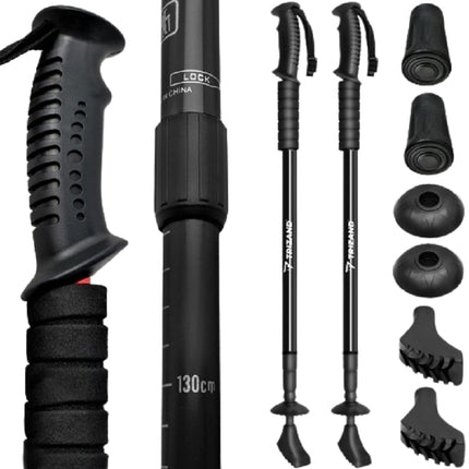 Bâtons de trekking noirs + accessoires - lot de 2