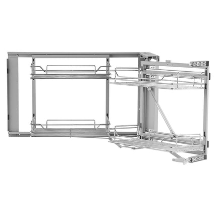 Blind Corner Pull-Out Organizer, 18-Inch, 4-Basket, Chrome Steel