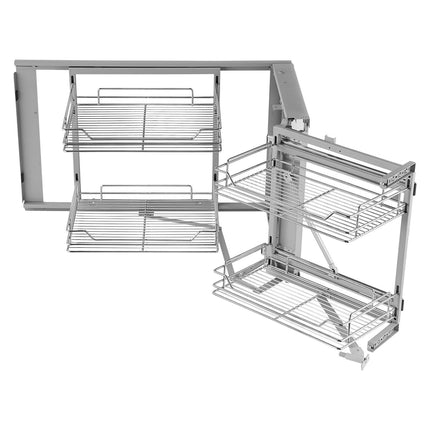 Blind Corner Pull-Out Organizer, 18-Inch, 4-Basket, Chrome Steel