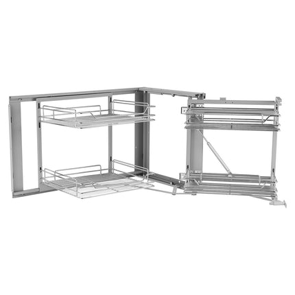 Blind Corner Pull-Out Organizer, 18-Inch, 4-Basket, Chrome Steel