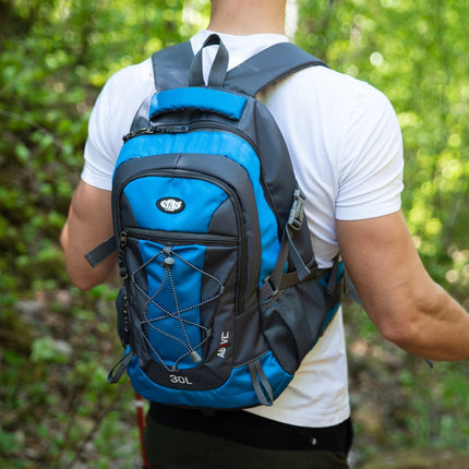Blauer Rucksack, großes Fassungsvermögen, strapazierfähiger Stoff