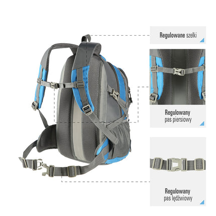 Blauer Rucksack, großes Fassungsvermögen, strapazierfähiger Stoff