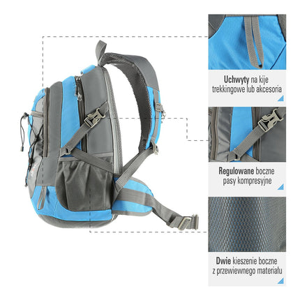 Blauer Rucksack, großes Fassungsvermögen, strapazierfähiger Stoff