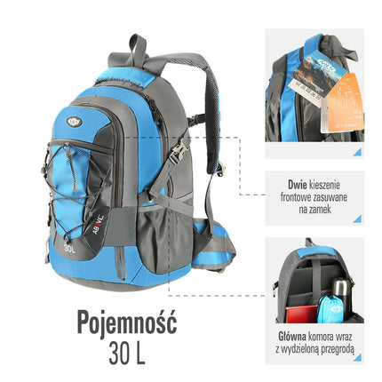 Blauer Rucksack, großes Fassungsvermögen, strapazierfähiger Stoff