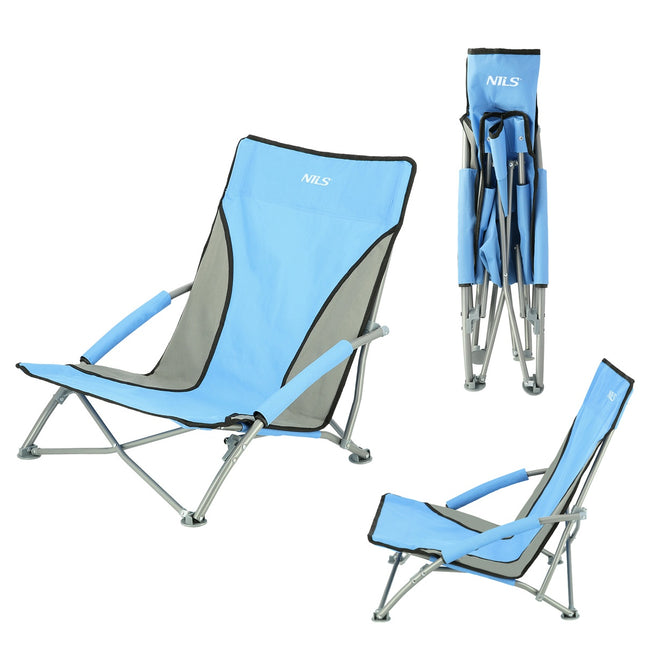 Blauer Klappstrandstuhl, leicht, tragbar