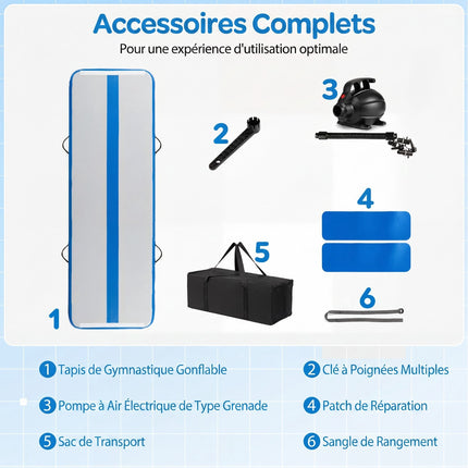 Blaue aufblasbare Gymnastikmatte mit elektrischer Pumpe, PVC