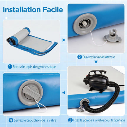 Blaue aufblasbare Gymnastikmatte mit elektrischer Pumpe, PVC