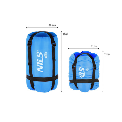 Blauer Junior-Schlafsack, leicht, kompakt