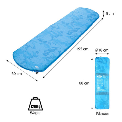 Tapis de camping autogonflant bleu, compact et portable