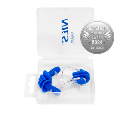 Ensemble de natation en silicone bleu - Bouchons d'oreilles et de nez