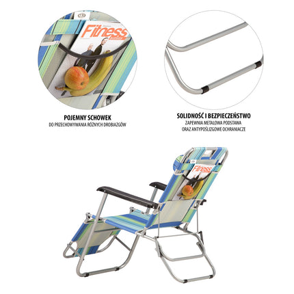 Chaise longue bleue, chaise inclinable réglable