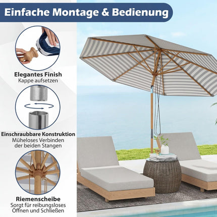 Blau-weiß gestreifter Sonnenschirm, 270cm, Neigbar