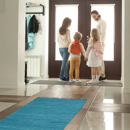 Tapis en coton bleu