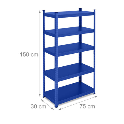 Étagères en métal bleu robuste à 5 niveaux