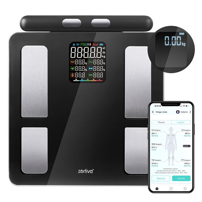 Balance de salle de bain analytique Bluetooth avec mesure de l'IMC et de la masse grasse