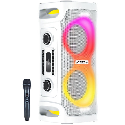Bluetooth Party-Lautsprecher 45W mit kabellosem Mikrofon, Weiß