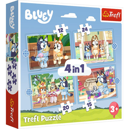 Ensemble de puzzles Bluey 4 en 1 pour enfants, activités amusantes et engageantes