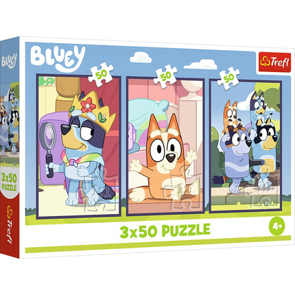 Ensemble de puzzles Bluey, 3 x 50 pièces, activité familiale amusante