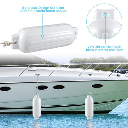 Ensemble de défenses pour bateau - 4 pièces, 68,5 x 21,5 cm, PVC blanc