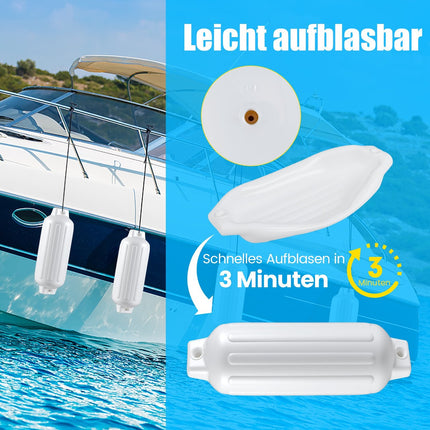 Ensemble de défenses pour bateau - 4 pièces, 68,5 x 21,5 cm, PVC blanc