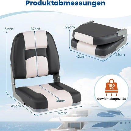 Bootsitze 2er Set, klappbar, PVC-Leder, 7cm Polster