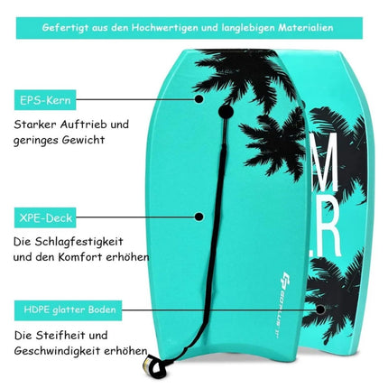 Bodyboard für Kinder, 83x47x5,5 cm, Grün, EPS-Kern