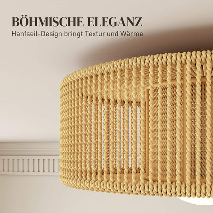 Boho Deckenleuchte mit Hanfseilschirm, G9 LED, 30cm
