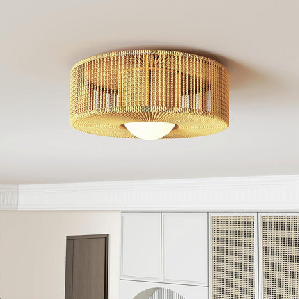 Boho Deckenleuchte mit Hanfseilschirm, G9 LED, 30cm