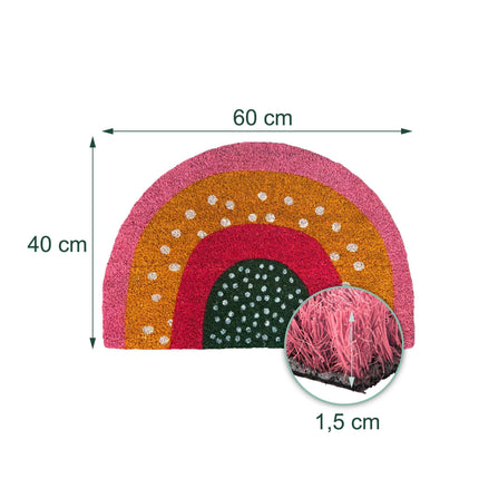 Boho Coir Doormat, Semi-Circular, Indoor/Outdoor Use