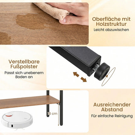 Boho-Konsole mit 2 Ablagen und offenem Stauraum, Natur