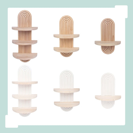 Étagères murales flottantes style bohème, lot de 2 – Pin, marron clair