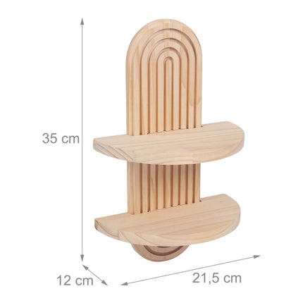 Étagères murales flottantes style bohème, lot de 2 – Pin, marron clair