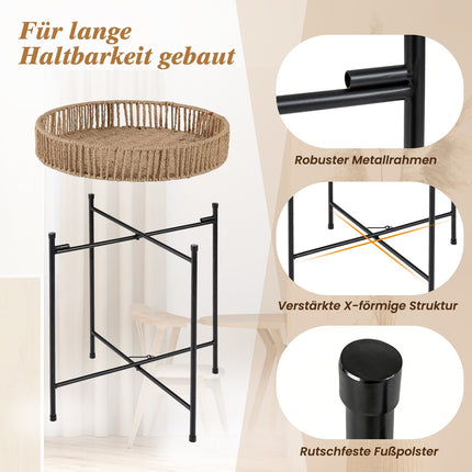 Boho Beistelltisch-Set zum Ineinanderschieben – handgefertigtes Seildesign