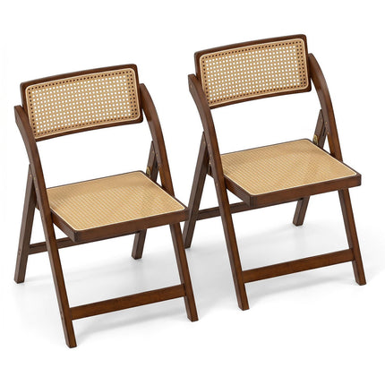 Chaises pliantes bohèmes en rotin, structure en bambou, lot de 2
