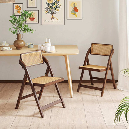 Chaises pliantes bohèmes en rotin, structure en bambou, lot de 2