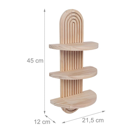 Boho-Wandregal-Set aus Holz, 2-teilig – Kiefernholz natur
