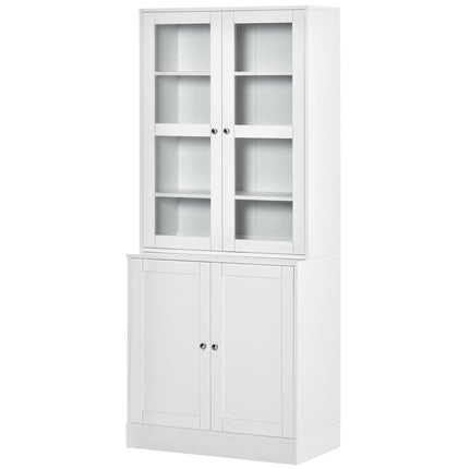 High white bookcase, glass door, 6 compartments
