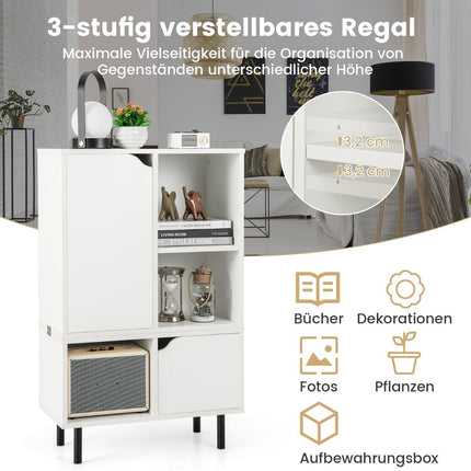 Bücherregal stapelbares Bücherregal mit 2 Türen &amp; 5 Fächern teilbar mit verstellbarem Boden 60 x 30 x 96,5 cm weiß