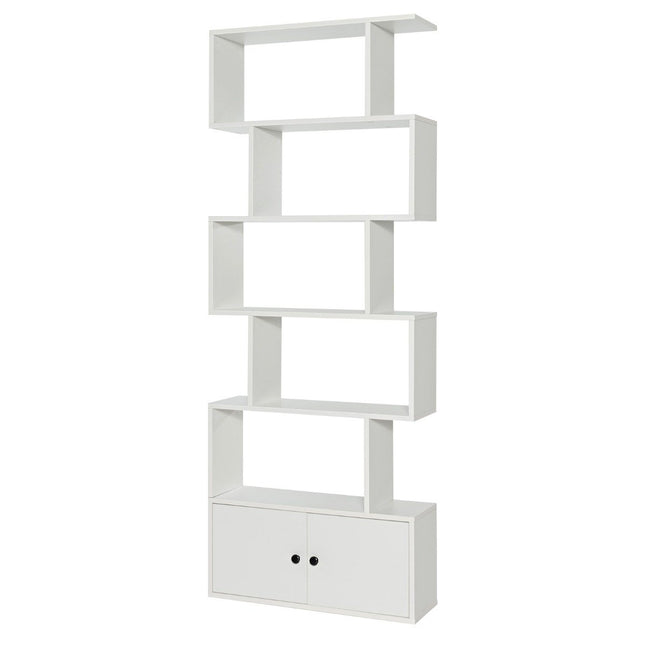 Bibliothèque étagère sur pied avec portes 183 x 70 x 23 cm étagère de séparation à 5 niveaux blanc
