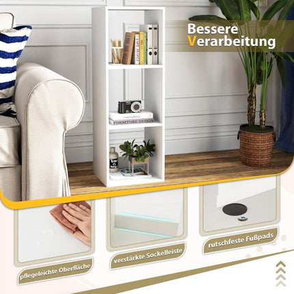 Bücherregal mit 3 Fächern Würfelregal Standregal offenes Regal weiß 35,5 x 33 x 103 cm