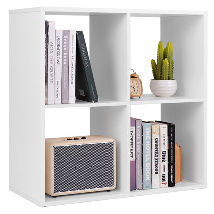Bücherregal mit 4 Fächern Würfelregal Standregal offenes Regal modern weiß