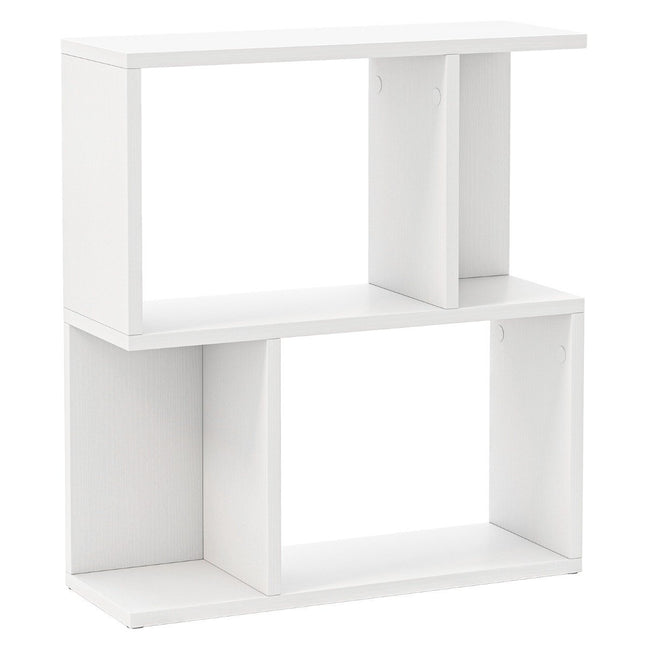 Bibliothèque avec 4 compartiments, table d'appoint, canapé, table de chevet, séparateur de pièce, bois, 50 x 17,5 x 55,5 cm, blanc