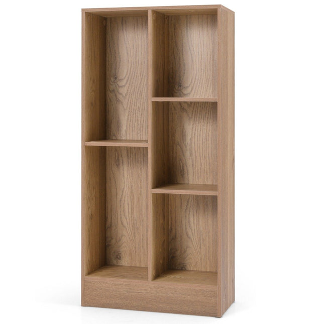 Bibliothèque avec 5 compartiments, étagère sur pied, étagère cubique, étagère de bureau, étagère de rangement, 50 x 24 x 104 cm, naturel