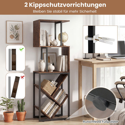 Bücherregal mit 3 offenen Ablagen, Baumdesign, 39,5x25x122cm