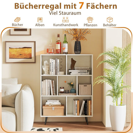 Bücherregal mit 3 Ablagen, Holzbeine – 80 cm, Kippsicherung