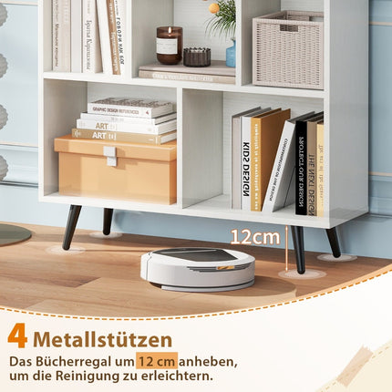 Bücherregal mit 3 Ablagen, Holzbeine – 80 cm, Kippsicherung